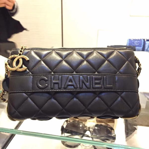 2015 シャネルスーパーコピー/15P ACT1【SAC CAMELIAS"Agneau et VEAU"】NOIR×DORE